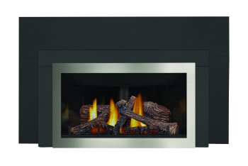Gas Fireplace Insert with Nickel Faceplate Trim
